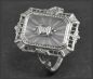 Preview: Art Deko Ring, geschliffener Bergkristall & Diamant, 585 Gold