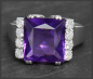 Preview: Diamant & Amethyst 5,70ct Cocktail Ring aus 585 Gold