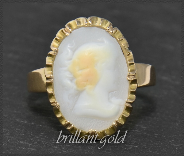 Damen 333 Gold Antik Ring mit Gemme, ca. 1930