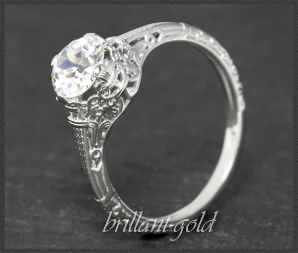 Diamant Ring 0,90ct Wesselton H, Si, 585 Weißgold