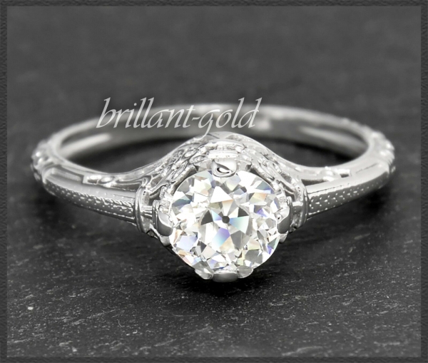 Diamant Ring 0,90ct Wesselton H, Si, 585 Weißgold