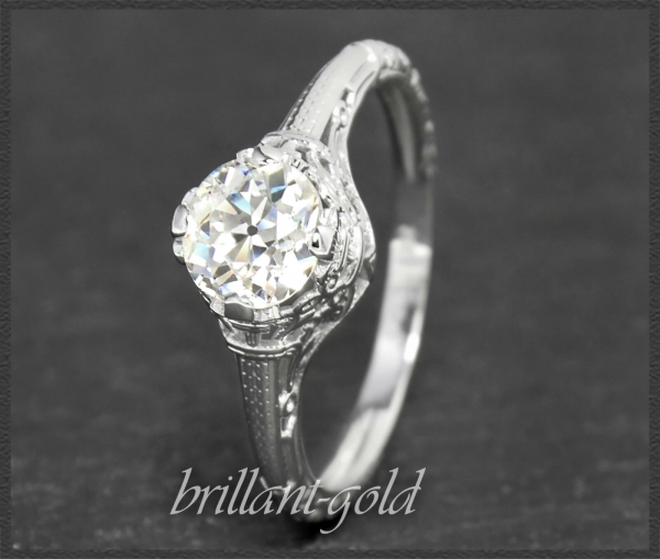 Diamant Ring 0,90ct Wesselton H, Si, 585 Weißgold