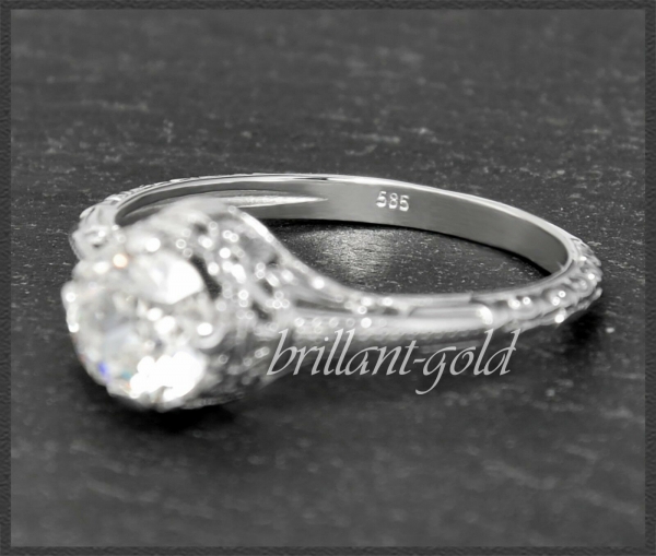 Diamant Ring 0,90ct Wesselton H, Si, 585 Weißgold