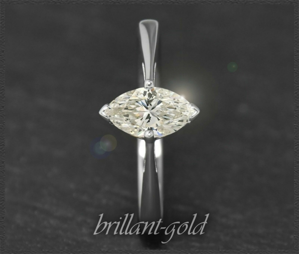 Diamant Navette Ring 1,07ct Solitär, 585 Weißgold