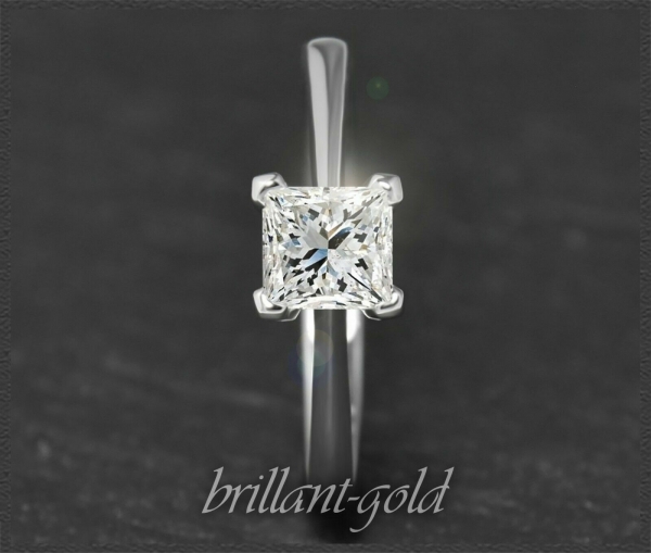 Diamant Ring, Prinzess Solitär 0,70ct, 585 Gold