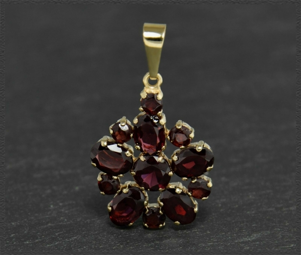 7,6ct Granat Anhänger aus 333 Gelbgold
