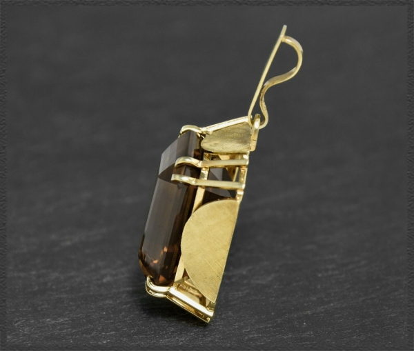 585 Gold Anhänger, 35ct Rauchquarz, 11,5g Gold