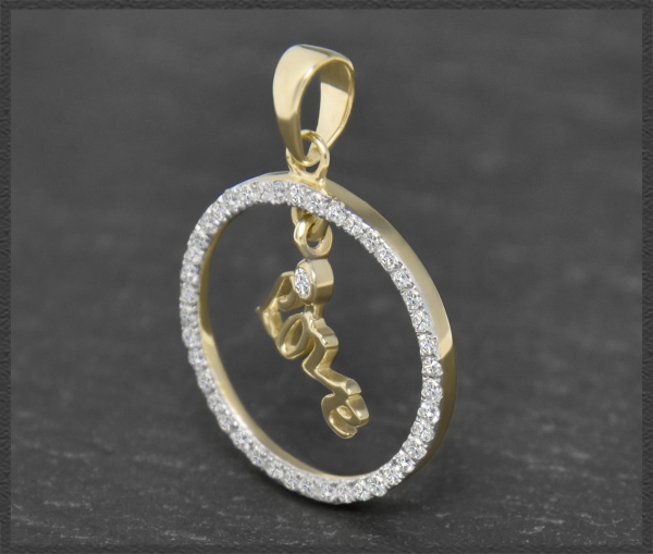 Anhänger LOVE mit 0,37ct Diamanten, 10K Gold