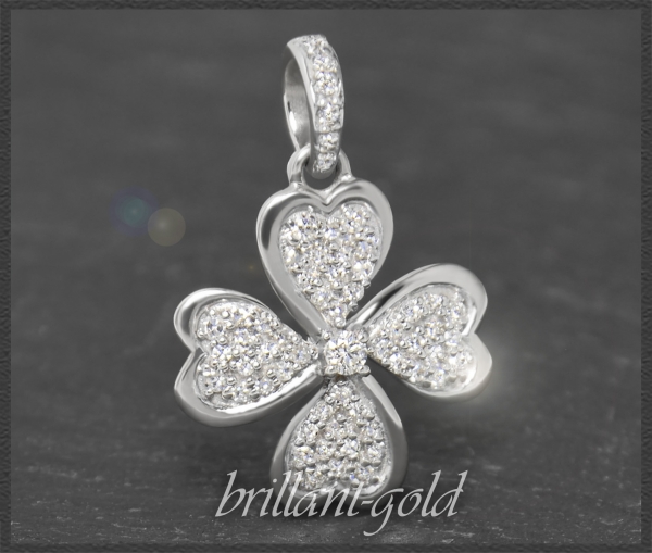 Anhänger "Kleeblatt"; 0,40ct Diamanten, 10K Gold