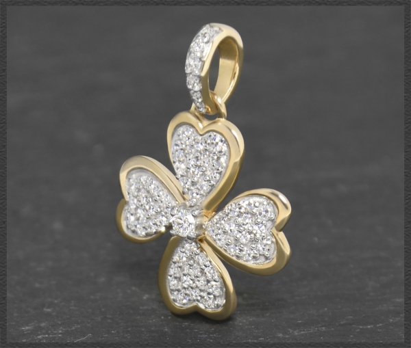 Anhänger "Kleeblatt"; 0,40ct Diamanten, 10K Gold
