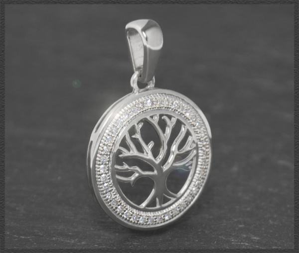 Anhänger 10K Gold Lebensbaum, 0,19ct Diamanten