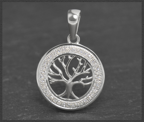 Anhänger 10K Gold Lebensbaum, 0,19ct Diamanten