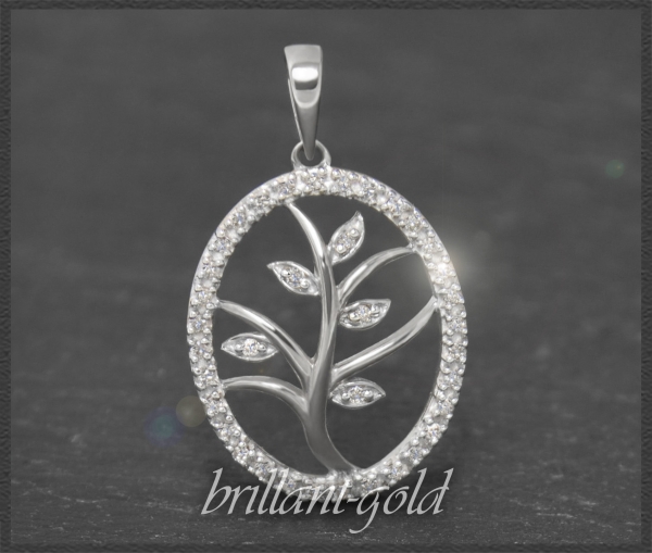 Anhänger 10K Gold Lebensbaum, 0,20ct Diamanten