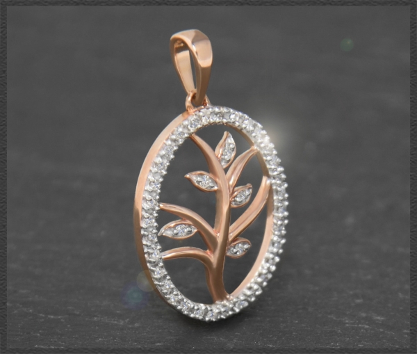 Anhänger 10K Gold Lebensbaum, 0,20ct Diamanten