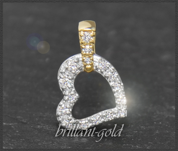 Herz Brillant Anhänger 0,11ct, 10 Karat Gold