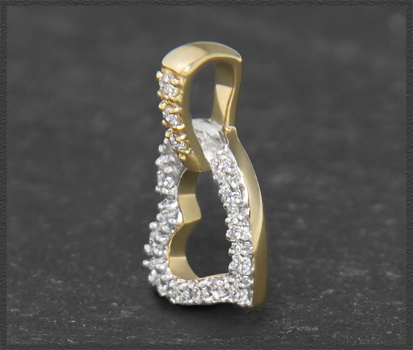 Herz Brillant Anhänger 0,11ct, 10 Karat Gold