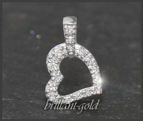 Herz Brillant Anhänger 0,11ct, 10 Karat Gold