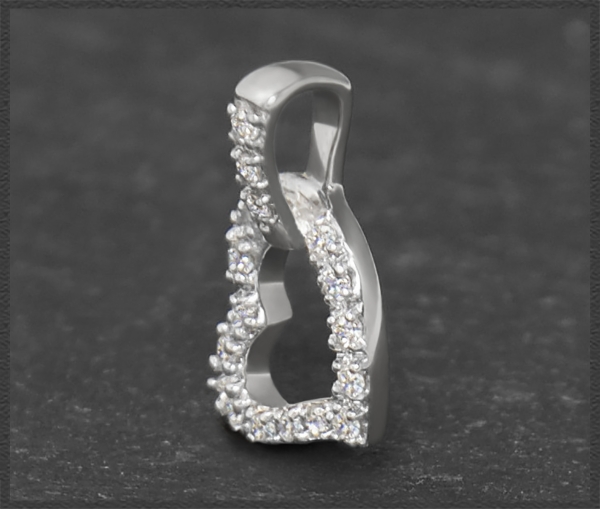 Herz Brillant Anhänger 0,11ct, 10 Karat Gold
