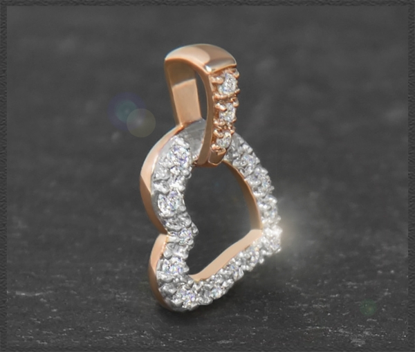 Herz Brillant Anhänger 0,11ct, 10 Karat Gold
