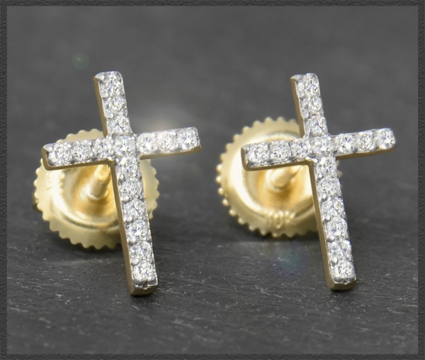 Preview: Diamant Kreuz Ohrstecker 0,25ct; River & Si