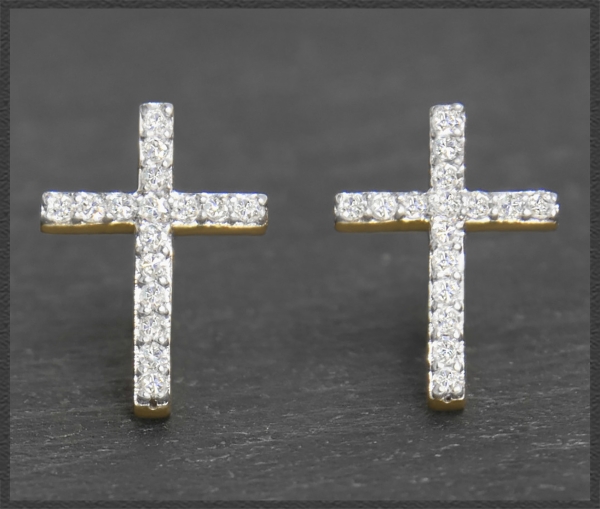 Preview: Diamant Kreuz Ohrstecker 0,25ct; River & Si