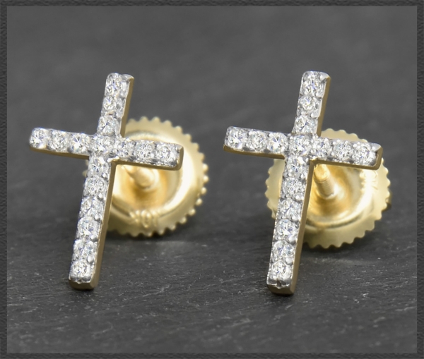 Preview: Diamant Kreuz Ohrstecker 0,25ct; River & Si
