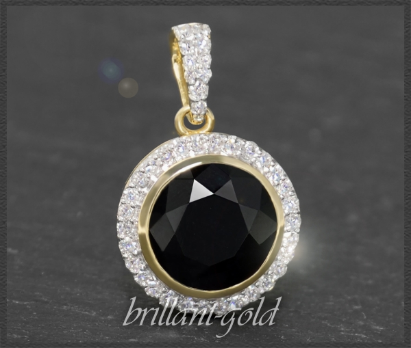 Gold Anhänger mit 3,15ct Diamant & Onyx