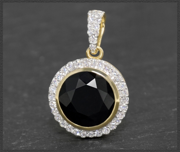 Gold Anhänger mit 3,15ct Diamant & Onyx
