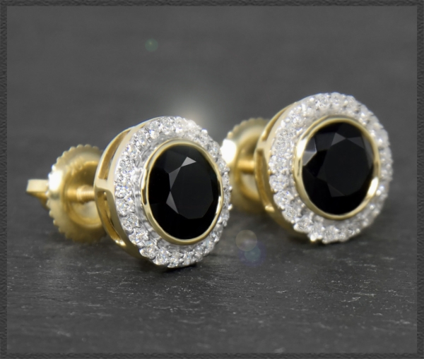 Preview: Ohrstecker mit 2,45ct Diamant & Onyx, 10K
