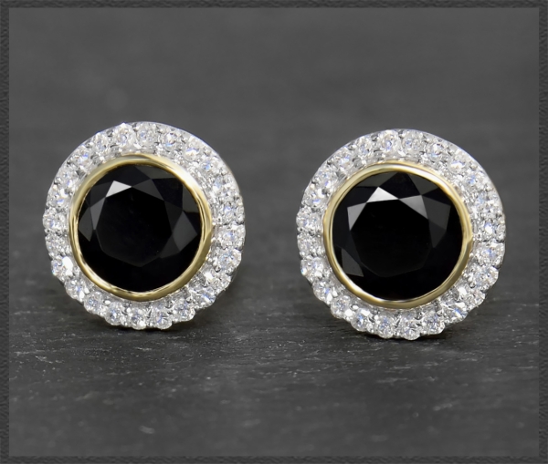 Preview: Ohrstecker mit 2,45ct Diamant & Onyx, 10K