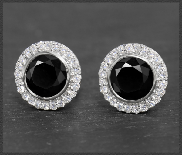 Ohrstecker mit 2,45ct Diamant & Onyx, 10K