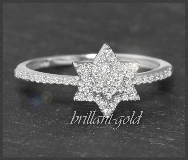 Ring mit 0,40ct Diamanten, Stern Damenring 10K Gold
