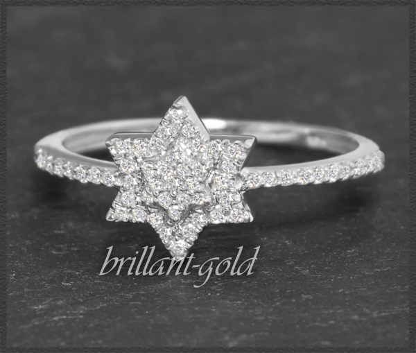 Ring mit 0,40ct Diamanten, Stern Damenring 10K Gold