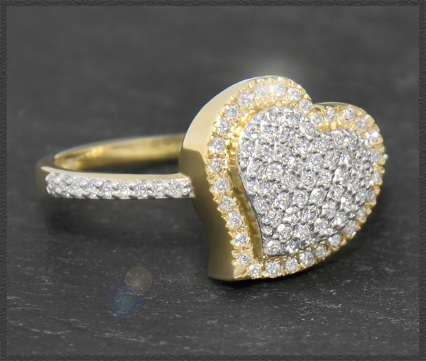 Herz Gold Ring mit 0,48ct Diamanten, 10 Karat