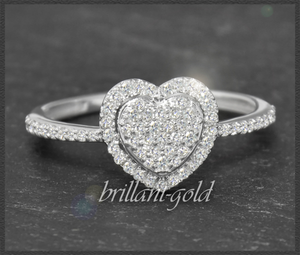 Herz Ring mit 0,45ct Diamanten, 10K Gold