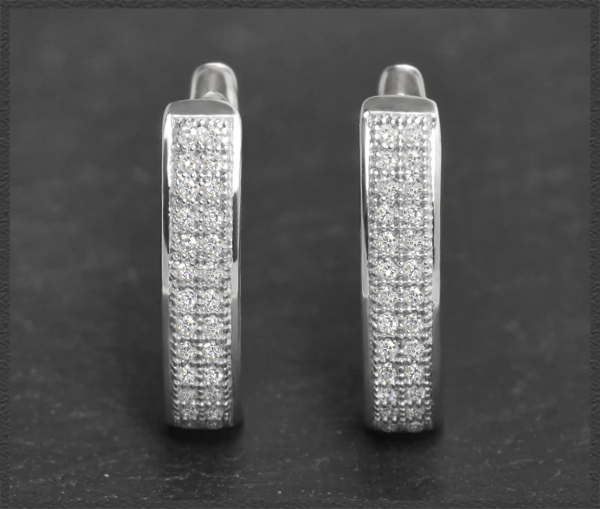 Diamant Creolen mit 0,30ct, 10K (10 Karat) Gelbgold, Weißgold Damen Ohrringe