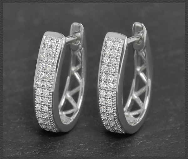 Diamant Creolen mit 0,30ct, 10K (10 Karat) Gelbgold, Weißgold Damen Ohrringe