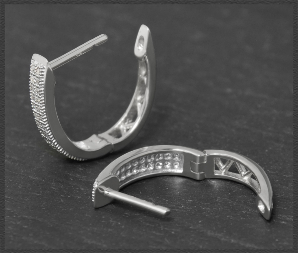 Diamant Creolen mit 0,30ct, 10K (10 Karat) Gelbgold, Weißgold Damen Ohrringe