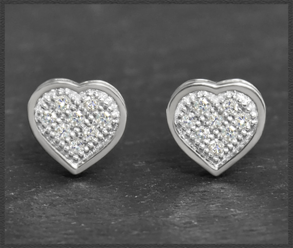 Herz Ohrstecker 0,12ct Diamanten, 10K Gold