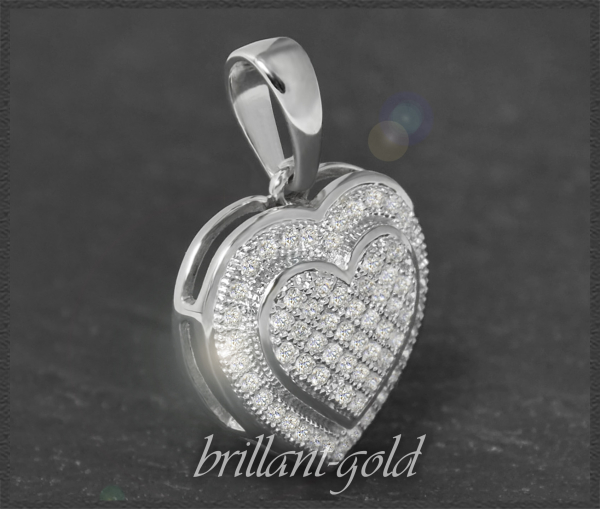 Anhänger 0,45ct Diamant Herz, 10K Gold
