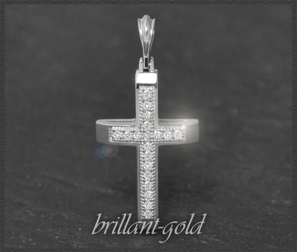Kreuz Anhänger 0,12ct Diamanten, 10K Gold