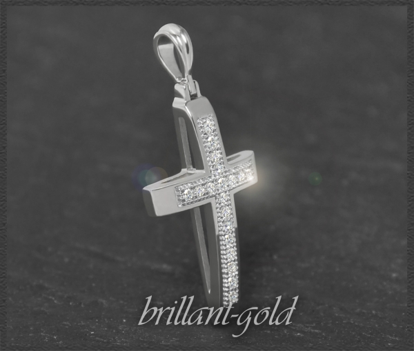 Kreuz Anhänger 0,12ct Diamanten, 10K Gold
