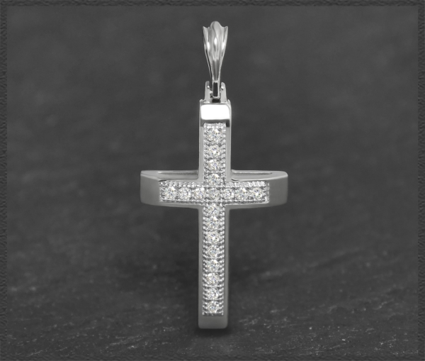 Kreuz Anhänger 0,12ct Diamanten, 10K Gold