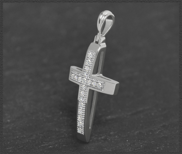 Kreuz Anhänger 0,12ct Diamanten, 10K Gold