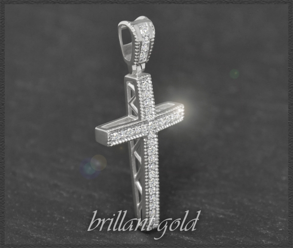 Kreuz Anhänger 0,23ct Diamanten, 10K Gold