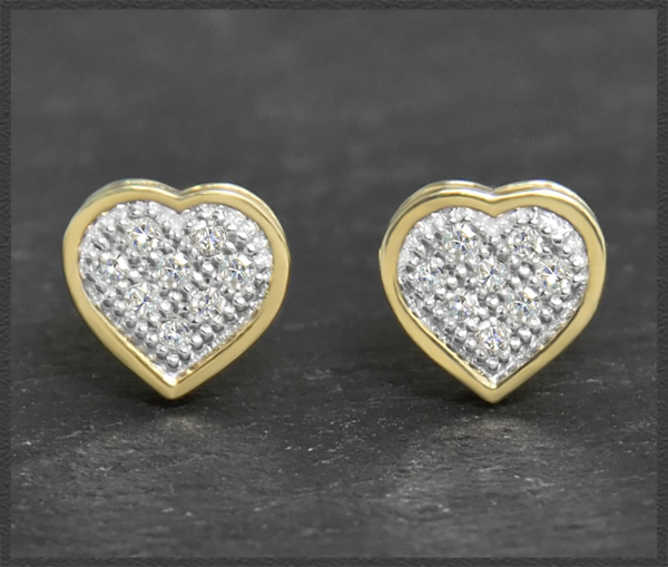 Herz Ohrstecker 0,12ct Diamanten, 10K Gold