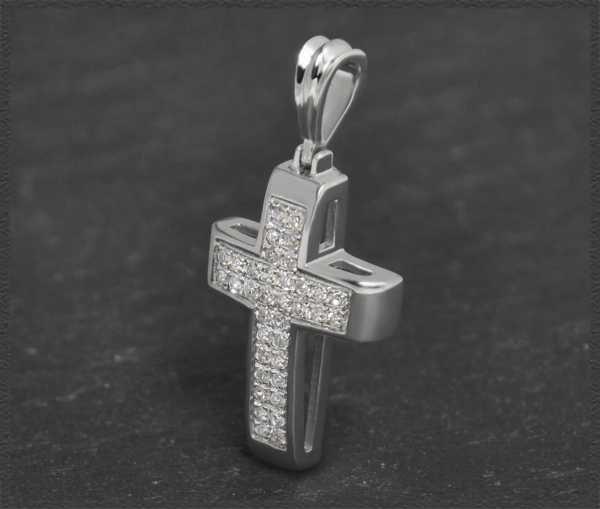 Kreuz Anhänger 0,25ct Diamanten, 10 Karat Gold