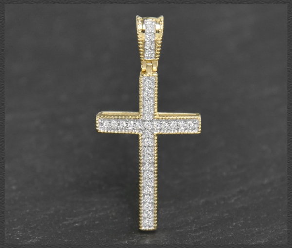 Kreuz Anhänger 0,23ct Diamanten, 10K Gold