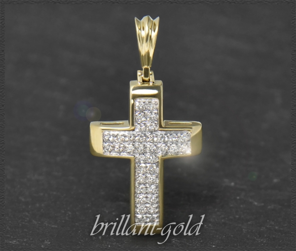 Kreuz Anhänger 0,25ct Diamanten, 10 Karat Gold