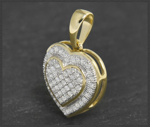 Preview: Anhänger 0,45ct Diamant Herz, 10K Gold